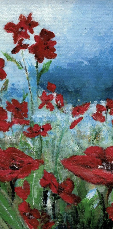 POPPY FIELDS | Vibrant Red Flowers Acrylic Canvas Unframed