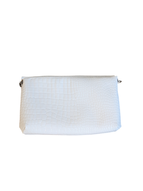 White Faux Croc Crossbody Bag