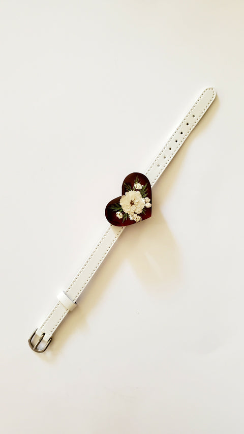 Handmade Resin Bracelet with Real Flowers | Adjustable Leather Strap | Floral Jewellery