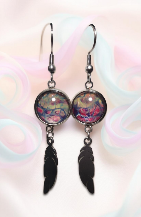 Earrings - Stainless Steel - 12mm Glass Cabochon