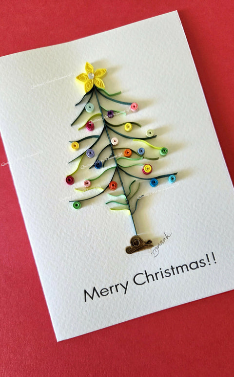 Christmas Tree Card/Paper Quilling Original Art by Hyunah Yi