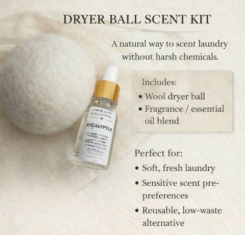 Laundry Scent Kit | Wool Dryer Balls + Essential Oil Drops | Natural Fabric Freshener