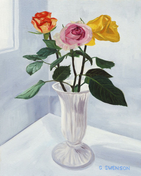 Georgette Swenson Trio of Roses 8x10 oil