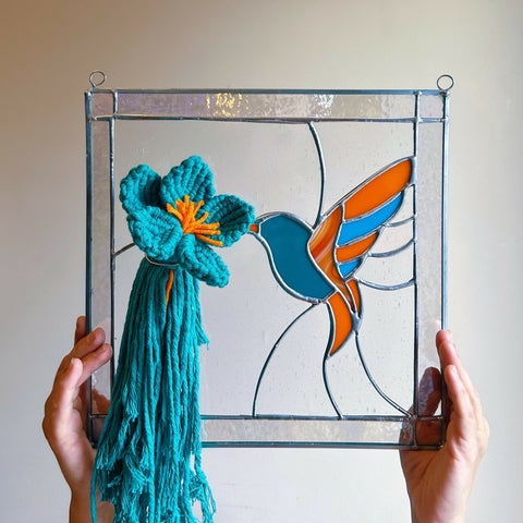 Stained Glass Hummingbird Wall Art