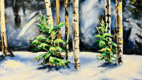 Kananaskis Forest 20x40 Oil on stretch canvas.