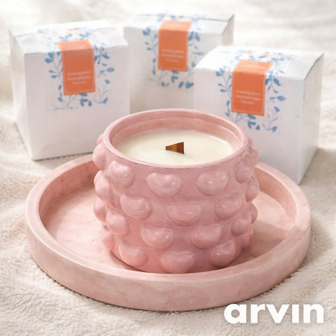 Aromatherapy Soy Candle on handmade concrete vessel