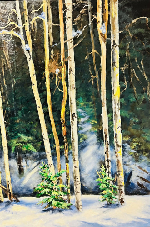 Kananaskis Forest 20x40 Oil on stretch canvas.