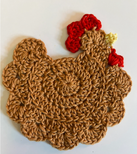 Crochet Chicken Coasters - 100% Cotton