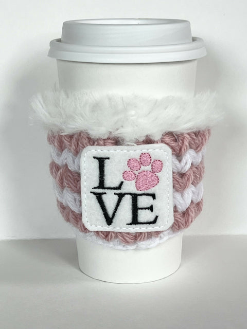Paw Print Love Crochet Cup Sleeve / Cozy