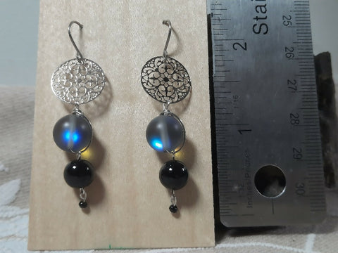 Sophisticated dark tone earring with titanium hooks