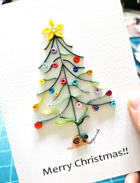 Christmas Tree Card/Paper Quilling Original Art by Hyunah Yi