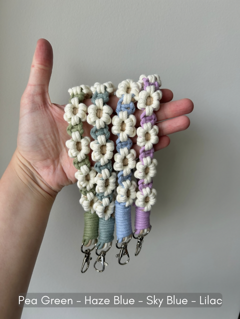 Macrame Flower Wristlet Keychain