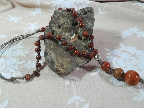 Earthy, warm-tone, wood beads necklace