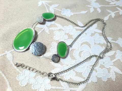 Vivid green pendant necklace on silver chain