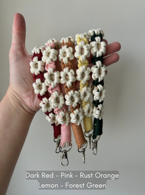 Macrame Flower Wristlet Keychain