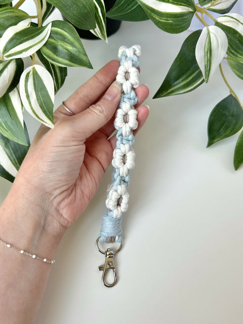 Macrame Flower Wristlet Keychain