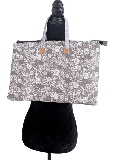 Gray Floral Laptop Case