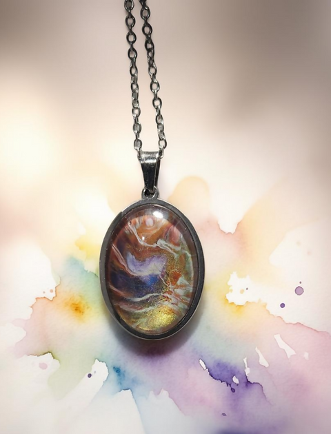 Oval Pendant -18x25mm Glass Cabochon