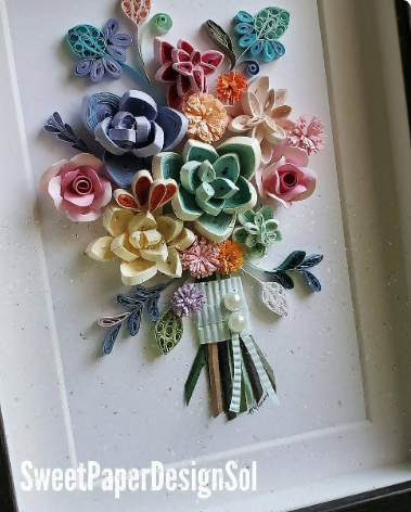 Paper Quilled Succulent Art: Framed Original art