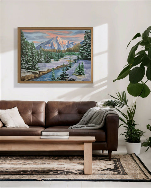 Winter in the Mountains Oil Painting