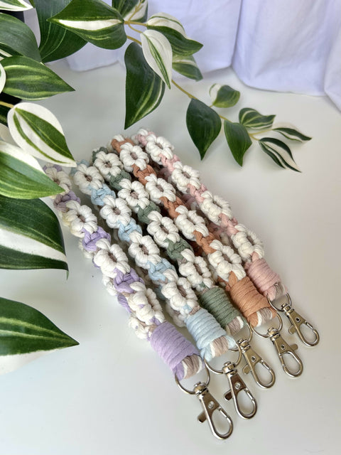 Macrame Flower Wristlet Keychain