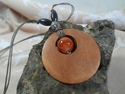 Earthy wooden pendant necklace