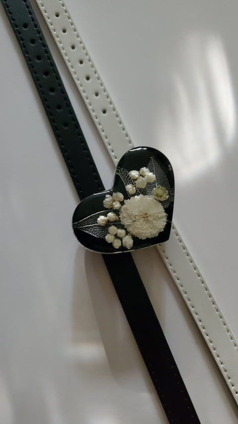 Handmade Resin Bracelet with Real Flowers | Adjustable Leather Strap | Floral Jewellery