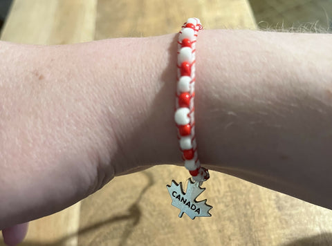 "O Canada" Single Wrap Bracelet with Maple Leaf Charm