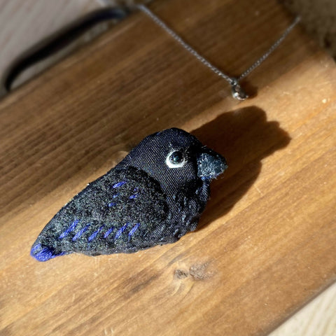Embroidery wild birds brooch - Robin, Sparrow & Crow