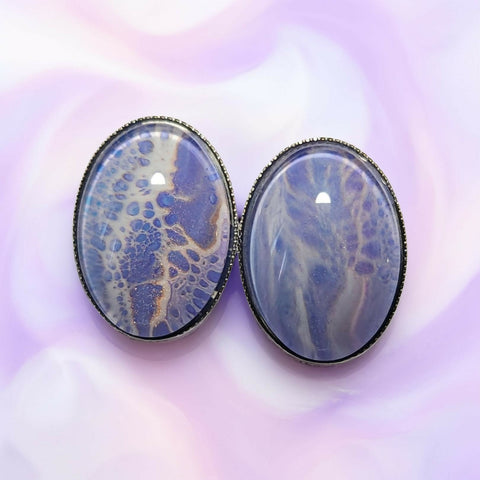 Stainless Steel Studs - 13x18mm Glass Cabochon