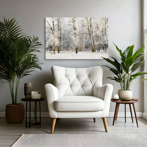 Winter Birch Trees | Frosty Landscape Canvas Print | Wall Art | 36"x24"