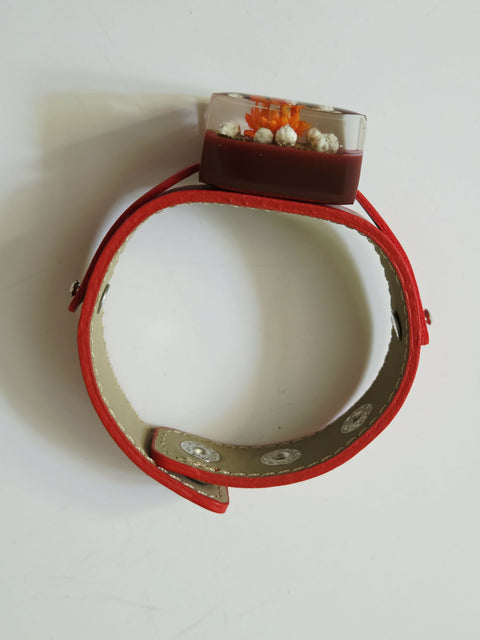 Handmade Resin Bracelet with Real Flowers | Adjustable Strap | Floral Jewellery