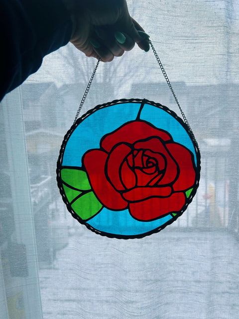 Stained Glass Rose Window Art