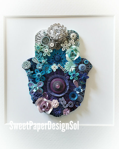 Jewish art/Hamsa hand/paper Quilling art