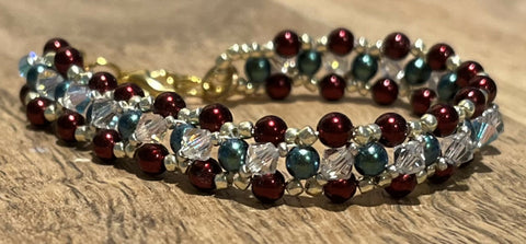 "Holiday Twinkle" Hand Bead Woven Bracelet
