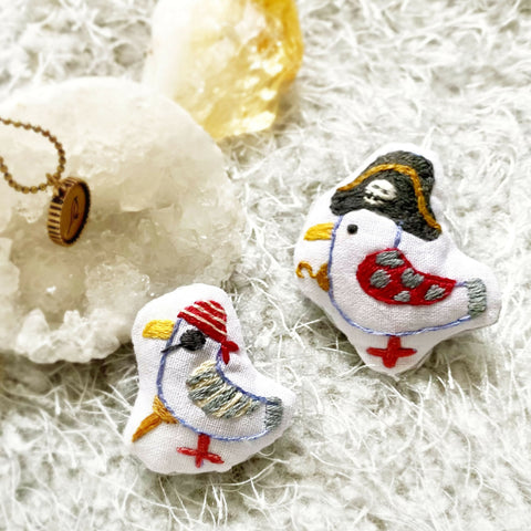 Pirate Seagull Embroidery Brooches