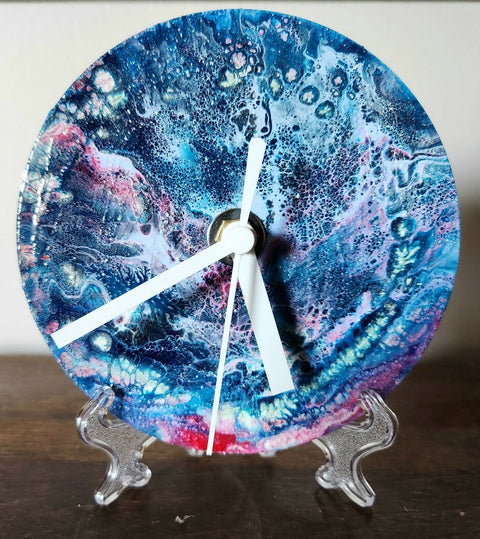 4.75" Clock - Acrylic Fluid Art