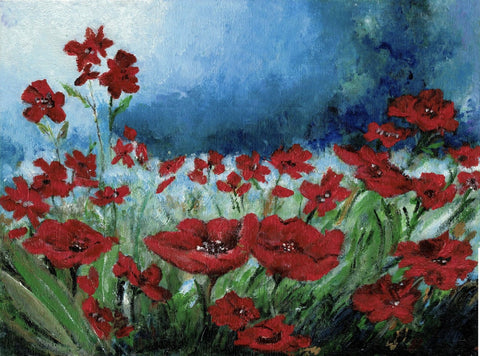 POPPY FIELDS | Vibrant Red Flowers Acrylic Canvas Unframed