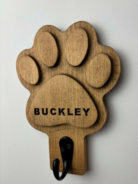 Dog Paw Leash Hanger Solid Wood