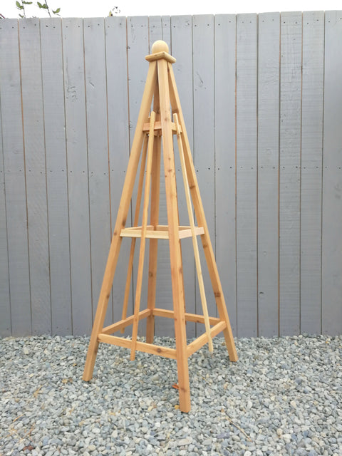 6' Cedar Garden Pyramid Obelisk with Sphere or Spire Finial