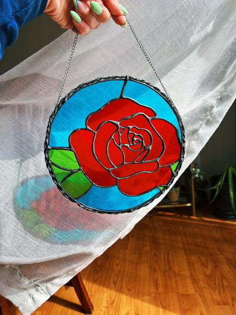 Stained Glass Rose Window Art
