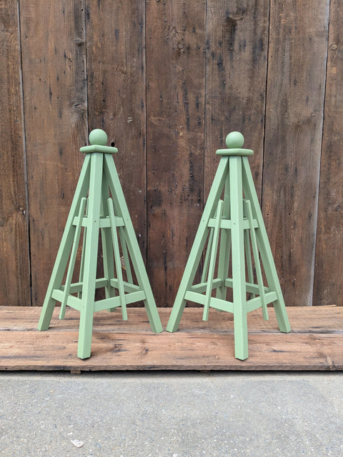 3' Obelisk | 16" Base | Solid Wood Plant Support Structure| 4 Season Weather Resistant | Sphere Finial