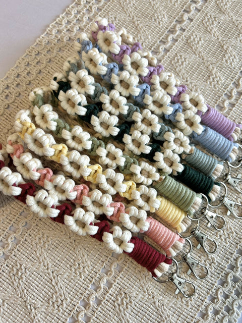 Macrame Flower Wristlet Keychain