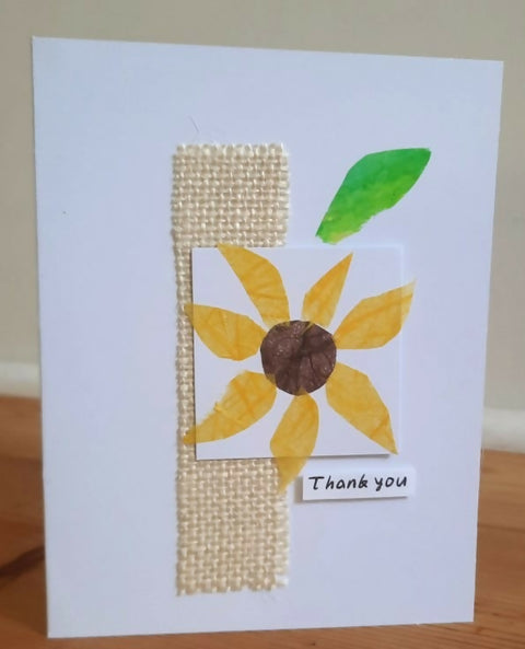 Handmade Sunflower Thank You Card