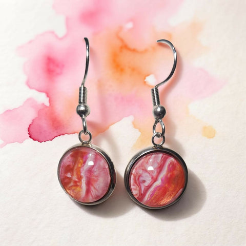 Earrings - Stainless Steel - 12mm Glass Cabochon