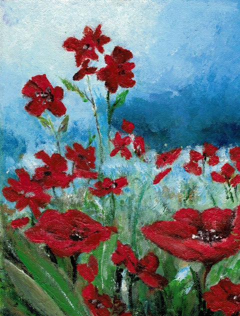 POPPY FIELDS | Vibrant Red Flowers Acrylic Canvas Unframed