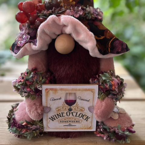 Handmade Wine Gnome | Bubbly & Vino Tinto Themed | Custom Collectible Gift | Calgary Small Business | AntoCHIQUE Creations