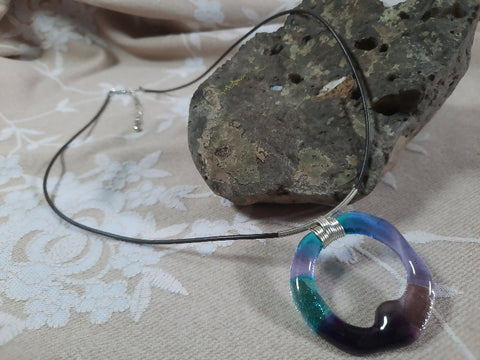 Ocean Aura Glass Pendant Necklace