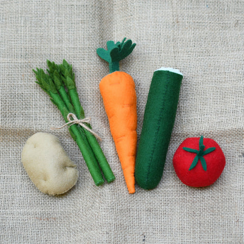 Wool Felt Food Set | 5 Vegetables | Handmade for imaginative play