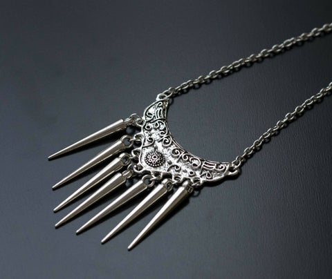 Medieval Gothic Necklace with Long Spikes